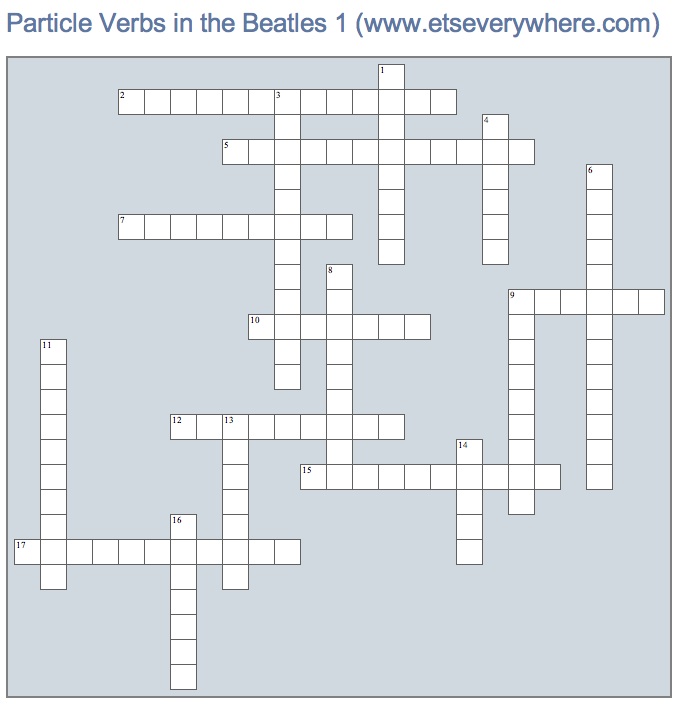 Particle Verbs In The Beatles, An Audio Crossword