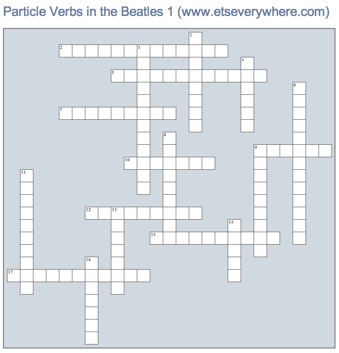 Phrasal Verbs In The Beatles An Audio Crossword English Teachers